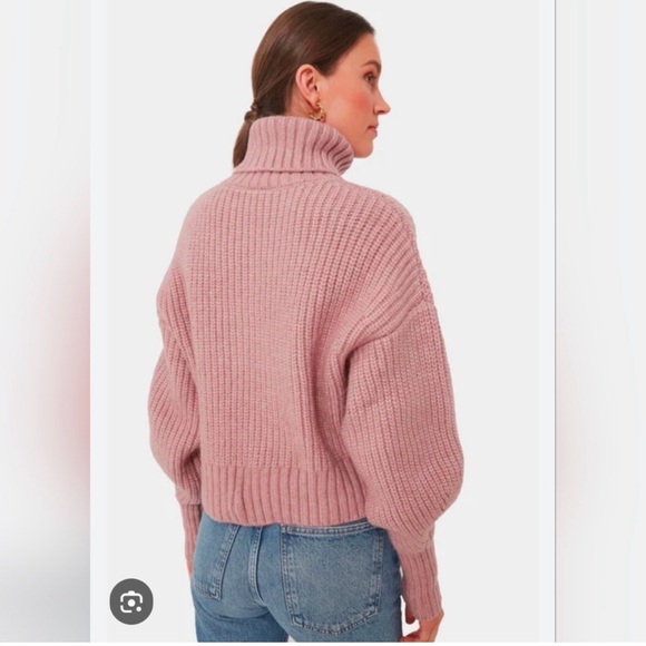 Varley Pointelle Turtleneck Sweater - Dusty Rose - Picture 3 of 8